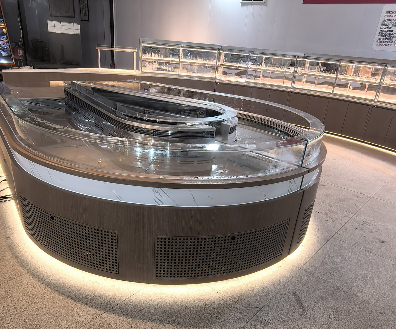 Multi-Tier Oval Ring Island Display Cabinet